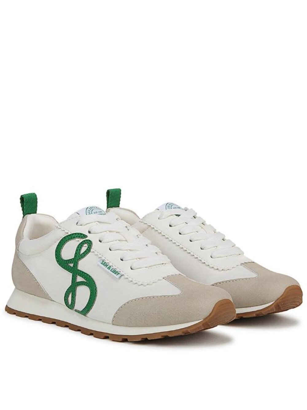 SAM AND LIBBY Women's Rowen Lace Up Retro Sneakers Size 7M in White/Lime Zest